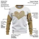 Anaheim Ducks Sweater Custom Heart Sketch Gold White Best Selling