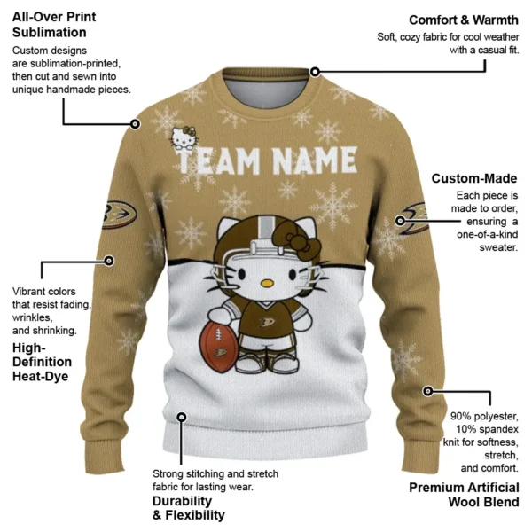Anaheim Ducks Sweater Custom Hello Kitty Gold New Arrival