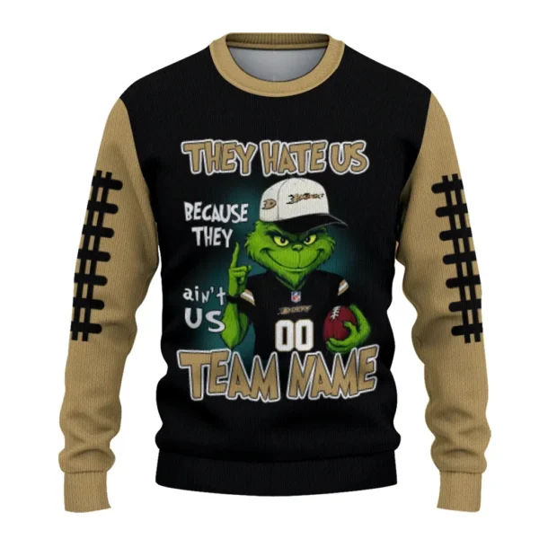Anaheim Ducks Sweater Personalized Grinch Fierce Gold Best Selling