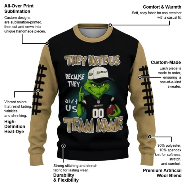 Anaheim Ducks Sweater Personalized Grinch Fierce Gold New Arrival
