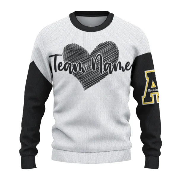 Appalachian State Mountaineers Sweater Custom Heart Sketch Black White Best Selling