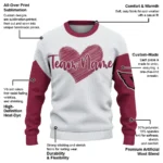 Arizona Cardinals Sweater Customized Heart Sketch Red White Best Selling