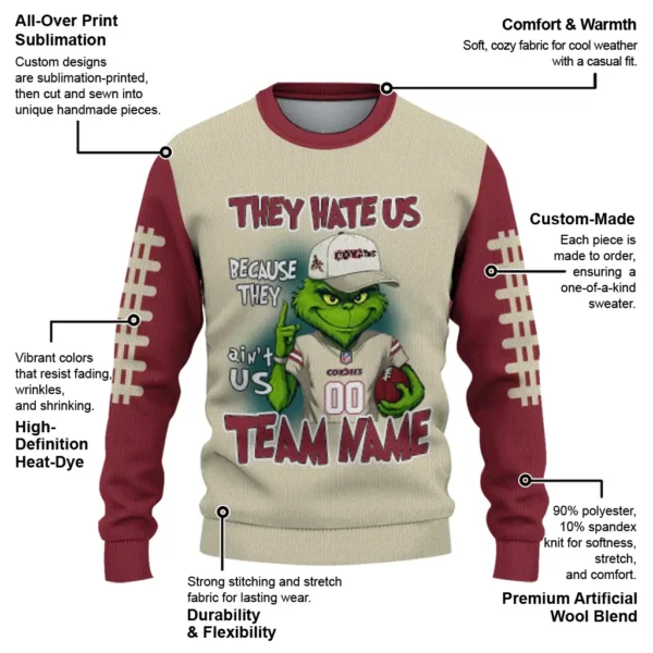 Arizona Coyotes Sweater Custom Grinch Fierce Red New Arrival