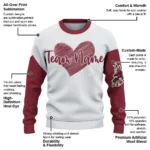Arizona Coyotes Sweater Customized Heart Sketch Red White Best Selling