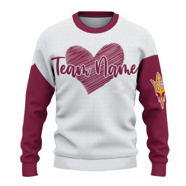 Arizona State Sun Devils Sweater Customized Heart Sketch Maroon White Best Selling