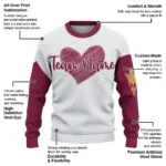 Arizona State Sun Devils Sweater Customized Heart Sketch Maroon White Best Selling