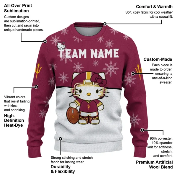 Arizona State Sun Devils Sweater Customized Hello Kitty Maroon New Arrival