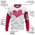Arizona Wildcats Sweater Personalized Heart Sketch Red White Best Selling