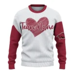 Arkansas Razorbacks Sweater Custom Heart Sketch Red White Best Selling