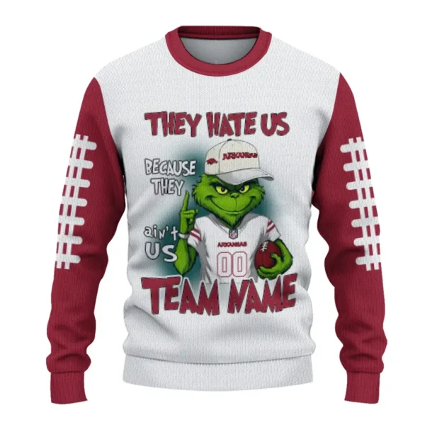 Arkansas Razorbacks Sweater Personalized Grinch Fierce Red Best Selling