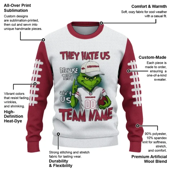 Arkansas Razorbacks Sweater Personalized Grinch Fierce Red New Arrival