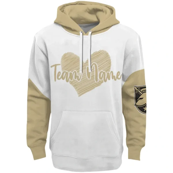 Army Black Knights Hoodie Customized Scribble Heart Gold White Best Selling