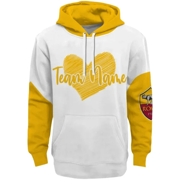 As Roma Hoodie Personalized Scribble Heart Red White Best Selling
