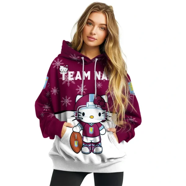 Aston Villa Hoodie Custom Hello Kitty Claret High Quality