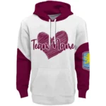 Aston Villa Hoodie Customized Scribble Heart Claret White Best Selling