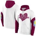 Aston Villa Hoodie Customized Scribble Heart Claret White Best Selling