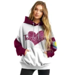 Aston Villa Hoodie Customized Scribble Heart Claret White Best Selling
