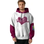 Aston Villa Hoodie Customized Scribble Heart Claret White Best Selling