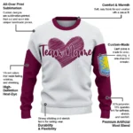 Aston Villa Sweater Personalized Heart Sketch Claret White Best Selling