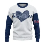 Atlanta Braves Sweater Customized Heart Sketch Navy White Best Selling