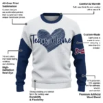Atlanta Braves Sweater Customized Heart Sketch Navy White Best Selling