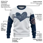 Auburn Tigers Sweater Customized Heart Sketch Navy Blue White Best Selling