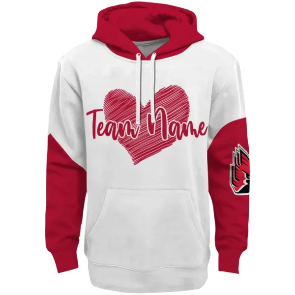 Ball State Cardinals Hoodie Customized Scribble Heart Red White Best Selling