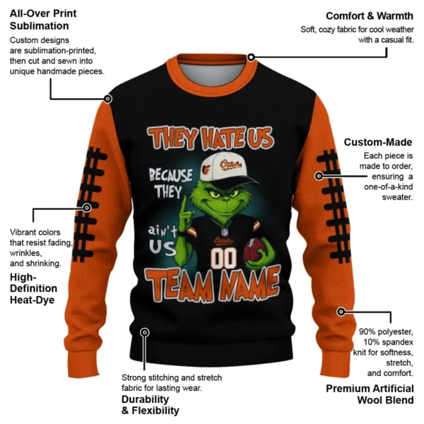 Baltimore Orioles Sweater Customized Grinch Fierce Orange New Arrival