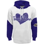 Baltimore Ravens Hoodie Personalized Scribble Heart Purple White Best Selling