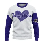 Baltimore Ravens Sweater Custom Heart Sketch Purple White Best Selling
