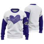Baltimore Ravens Sweater Custom Heart Sketch Purple White Best Selling