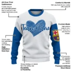 Barcelona Sweater Custom Heart Sketch Blue White Best Selling