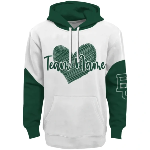 Baylor Bears Hoodie Personalized Scribble Heart Green White Best Selling