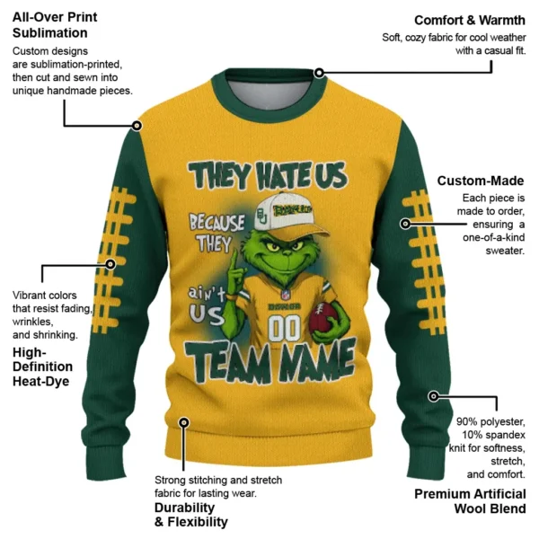 Baylor Bears Sweater Personalized Grinch Fierce Green New Arrival