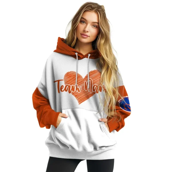 Boise State Broncos Hoodie Custom Scribble Heart Orange White High Quality