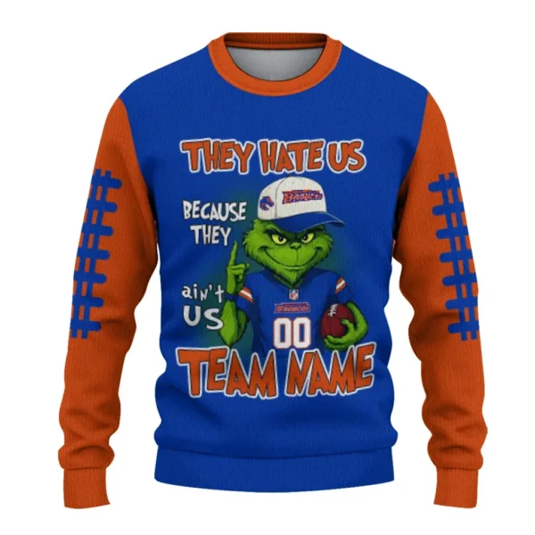 Boise State Broncos Sweater Custom Grinch Fierce Orange Best Selling