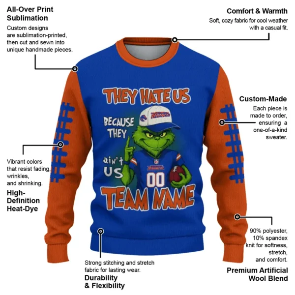 Boise State Broncos Sweater Custom Grinch Fierce Orange New Arrival