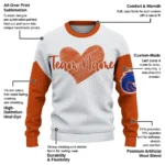 Boise State Broncos Sweater Customized Heart Sketch Orange White Best Selling