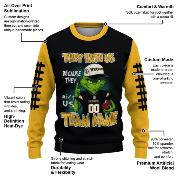 Boston Bruins Sweater Customized Grinch Fierce Gold New Arrival