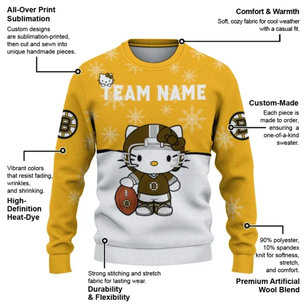 Boston Bruins Sweater Personalized Hello Kitty Gold New Arrival