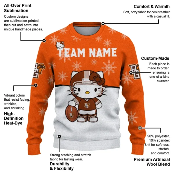 Bowling Green Falcons Sweater Customized Hello Kitty Orange New Arrival