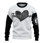 Brooklyn Nets Sweater Custom Heart Sketch Black White Best Selling