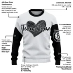 Brooklyn Nets Sweater Custom Heart Sketch Black White Best Selling