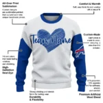 Buffalo Bills Sweater Customized Heart Sketch Blue White Best Selling