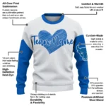 Buffalo Bulls Sweater Custom Heart Sketch Royal Blue White Best Selling