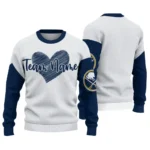 Buffalo Sabres Sweater Custom Heart Sketch Navy Blue White Best Selling