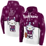 Burnley Hoodie Customized Hello Kitty Burgundy Best Selling