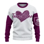 Burnley Sweater Custom Heart Sketch Burgundy White Best Selling