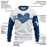 Byu Cougars Sweater Personalized Heart Sketch Blue White Best Selling
