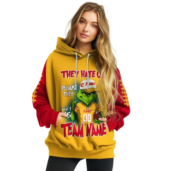 Calgary Flames Hoodie Customized Grinch Fierce Red High Quality